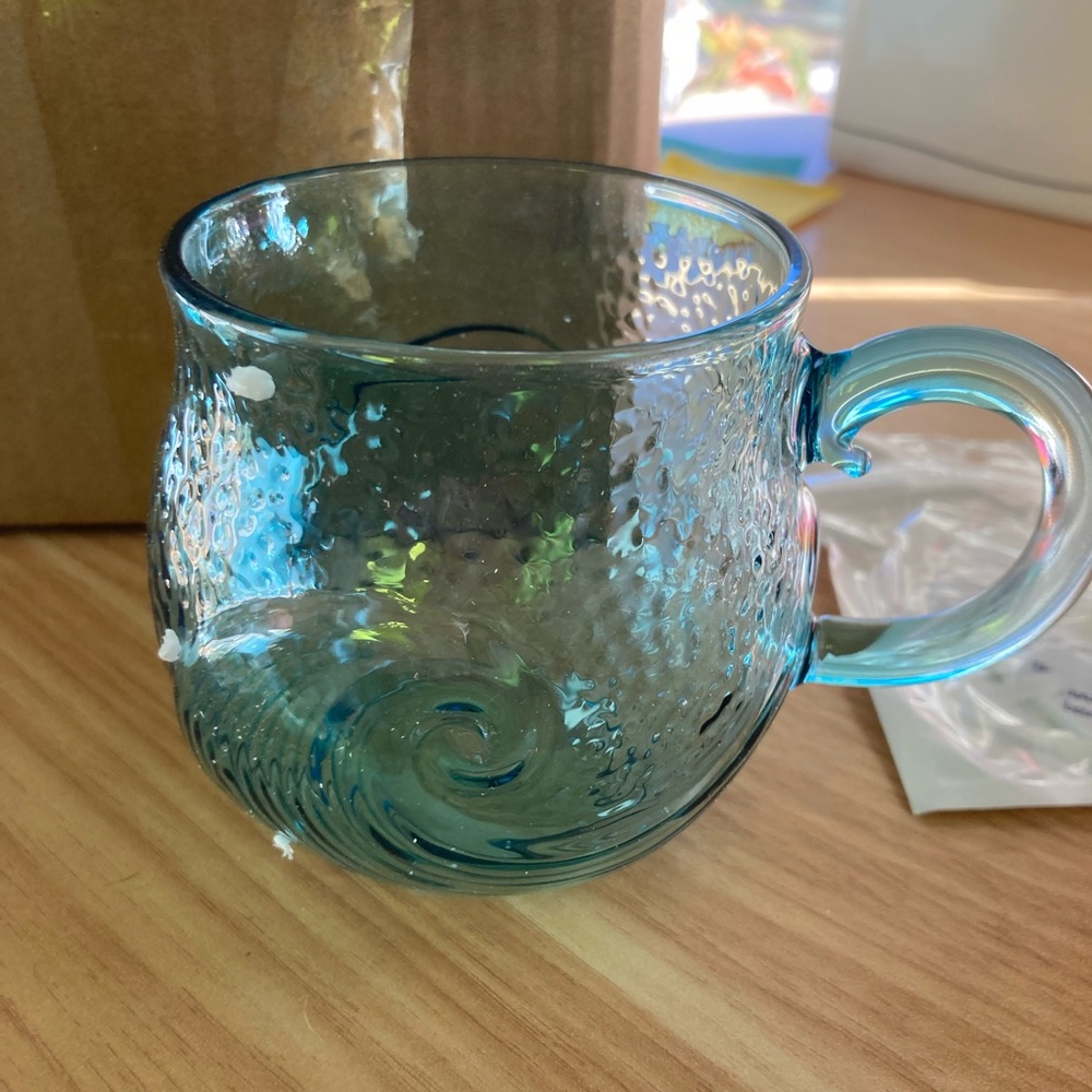 Blue Wave Glass Cup